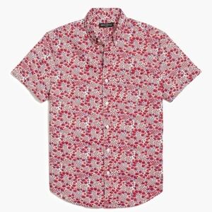 J Crew Mens Flex Floral Short Sleeve Shirt Men's Size Small Red Blue White
